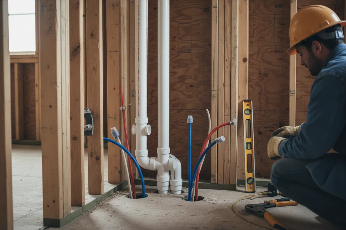 Drain and supply rough-in during Drain Cleaning in Darlington