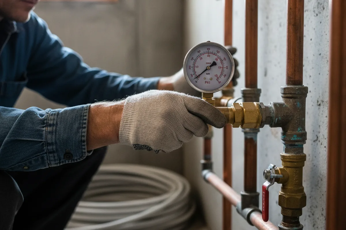 Pressure testing a repaired line during Water Line Repair in Darlington
